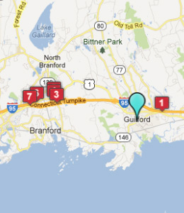 Map of Guilford, CT hotels