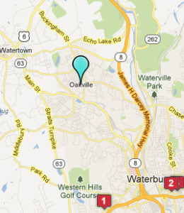 Map of Oakville, CT hotels