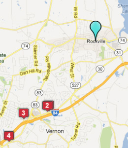 Map of Rockville, CT hotels