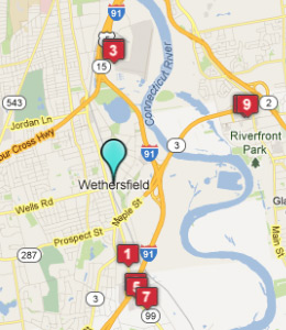 Map of Wethersfield, CT hotels
