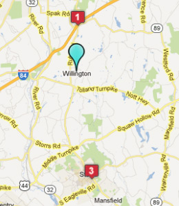 Map of Willington, CT hotels