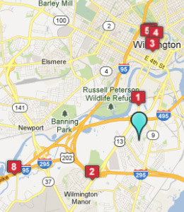 Map of Dunleith, DE hotels