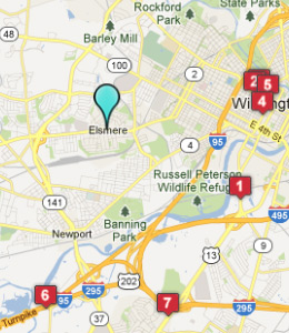 Map of Elsmere, DE hotels