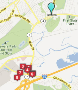 Map of Stanton, DE hotels