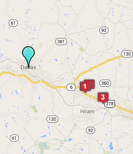 Map of Dallas, GA hotels