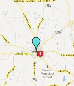 Map of Dawson, GA hotels