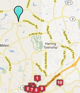 Map of Hopewell, GA hotels