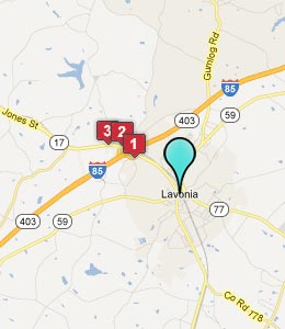 Map of Lavonia, GA hotels