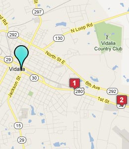Map of Vidalia, GA hotels