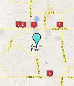 Map of Warner Robins, GA hotels