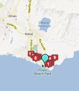 Map of Poipu, HI hotels