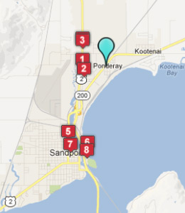 Map of Ponderay, ID hotels