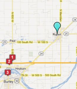 Map of Rupert, ID hotels