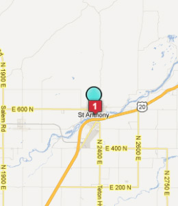 Map of St Anthony, ID hotels