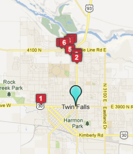 Map of Twin Falls, ID hotels