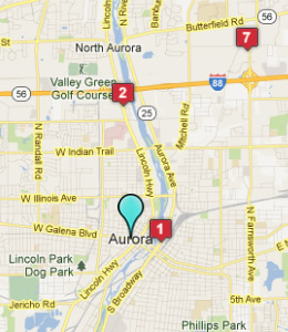 aurora hotels illinois map motels near