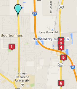 Map of Bourbonnais, IL hotels