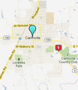 Map of Carlinville, IL hotels