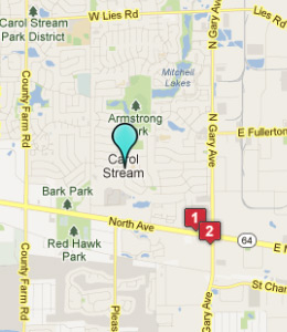 Map of Carol Stream, IL hotels