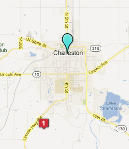 Map of Charleston, IL hotels