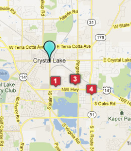 Map of Crystal Lake, IL hotels