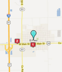 Map of El Paso, IL hotels