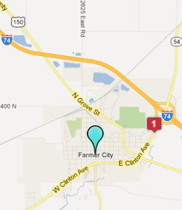 Map of Farmer City, IL hotels