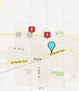 Map of Flora, IL hotels