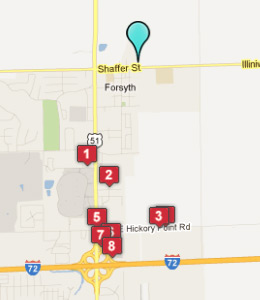 Map of Forsyth, IL hotels