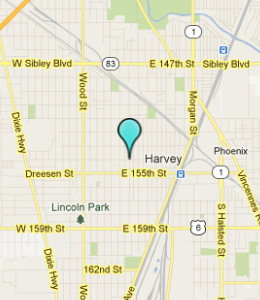 Map of Harvey, IL hotels