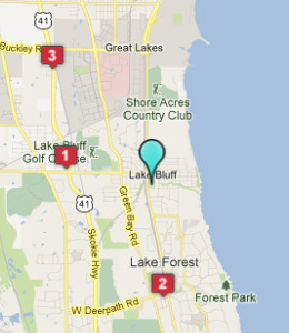 Map of Lake Bluff, IL hotels