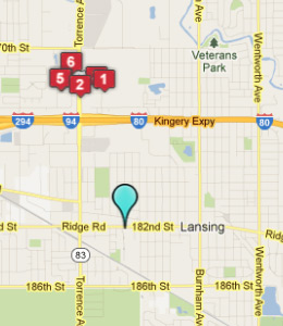 Map of Lansing, IL hotels