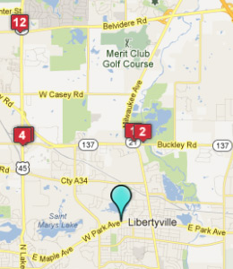 Map of Libertyville, IL hotels