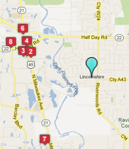 Map of Lincolnshire, IL hotels