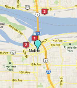 Map of Moline, IL hotels