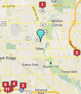 niles hotels map illinois motels