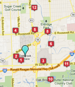 Map of Oakbrook Terrace, IL hotels