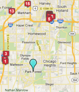 Map of Park Forest, IL hotels