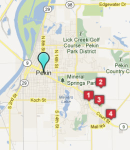 Map of Pekin, IL hotels