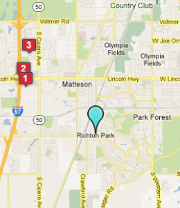 Map of Richton Park, IL hotels