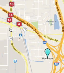 Map of Rosemont, IL hotels