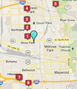 Map of Stone Park, IL hotels