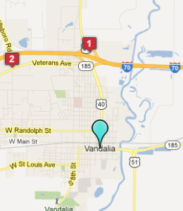 Map of Vandalia, IL hotels