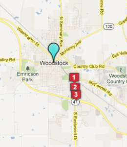 Map of Woodstock, IL hotels