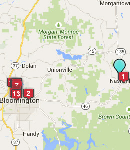 Map of Brown County, IN hotels