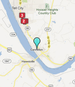 Map of Cannelton, IN hotels