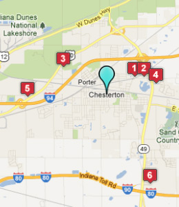 Map of Chesterton, IN hotels