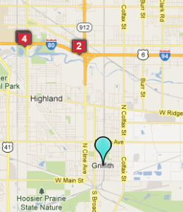 Map of Griffith, IN hotels