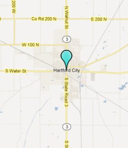 Map of Hartford City, IN hotels