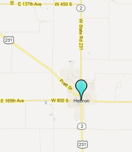 Map of Hebron, IN hotels